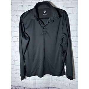 MIER Mens Long Sleeve Polo Shirt Black Performance Athletic Golf Size M